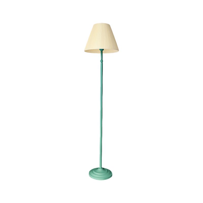 Lámpara de lámpara de pie de 1 luz de la varilla recta de macarrón en rosa/verde con tono rosa/amarillo plisado