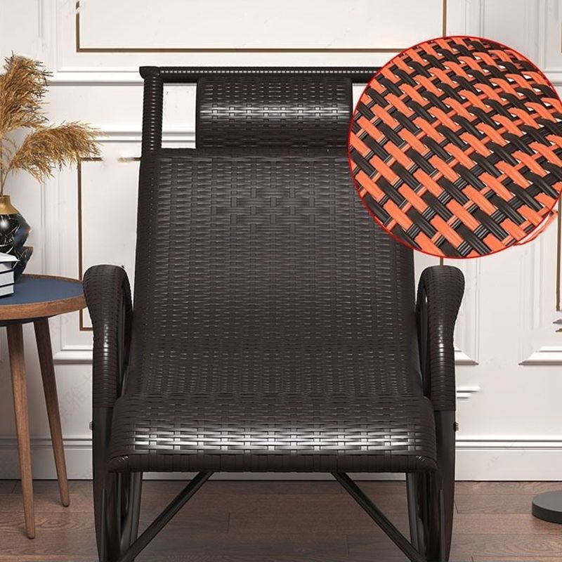 Modern Rocking Chair Wicker Woven Rope Weather-Resistant Recliner Chair
