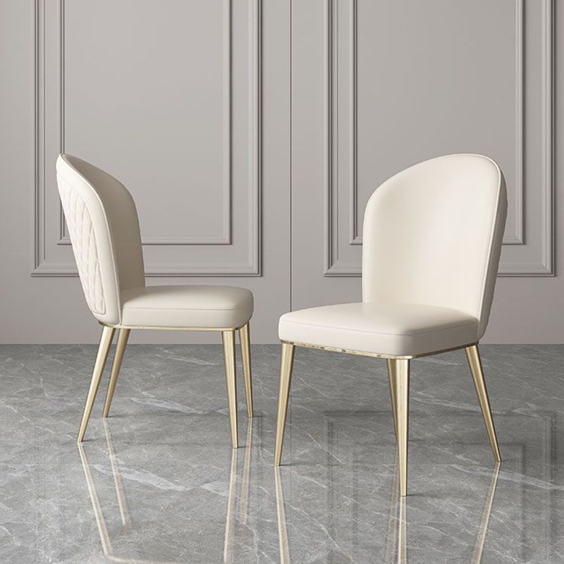 Silla de comedor de metal de estilo escandinavo, silla de comedor sin brazos con respaldo sólido (juego de 2)