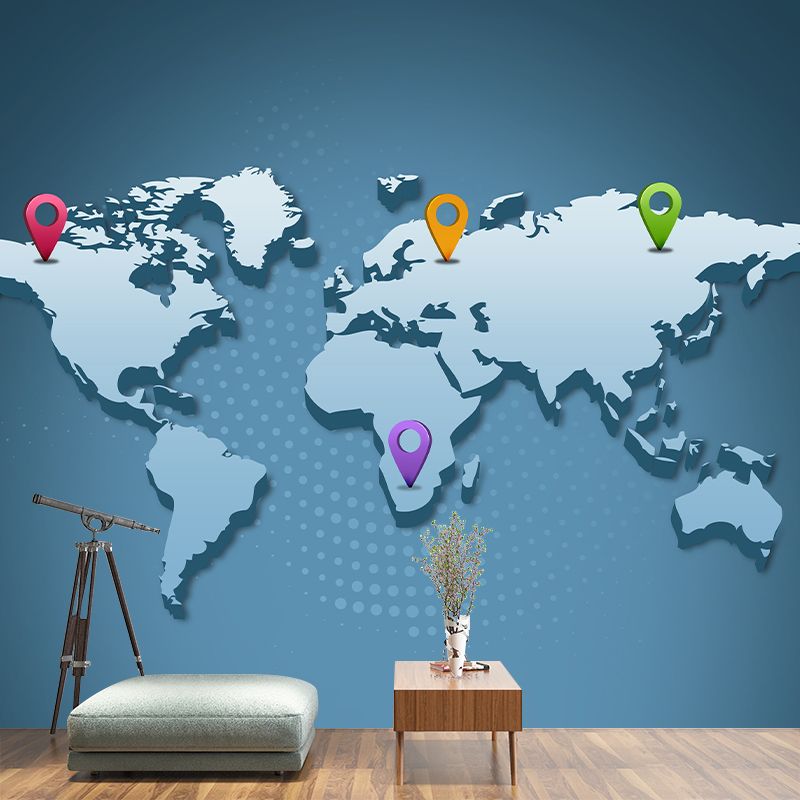 World Map Wallpaper Environment Friendly Mildew Resistant Indoor Wall Mural