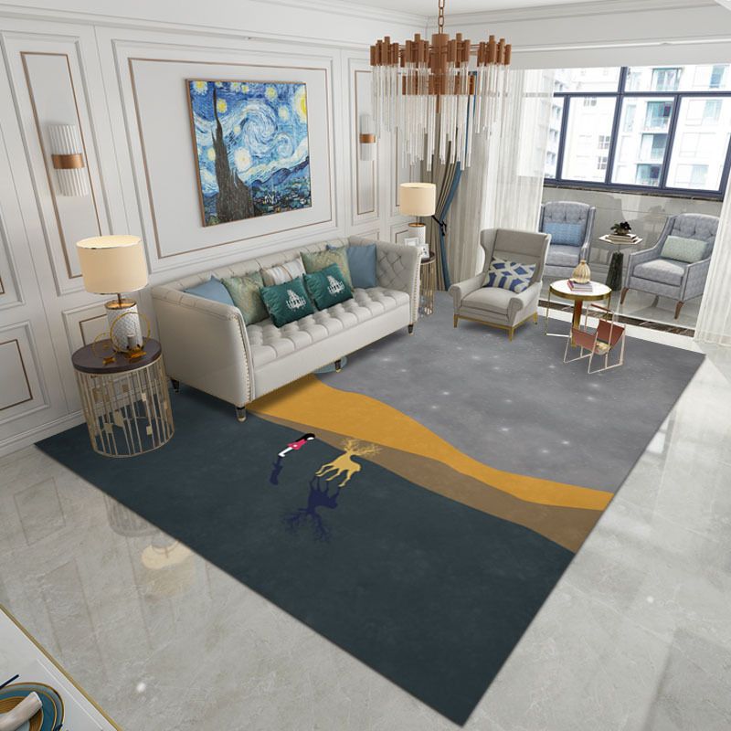 Black Modern Carpet Polyester Color Lump Carpet Stain Resistant Carpet for Home Decor