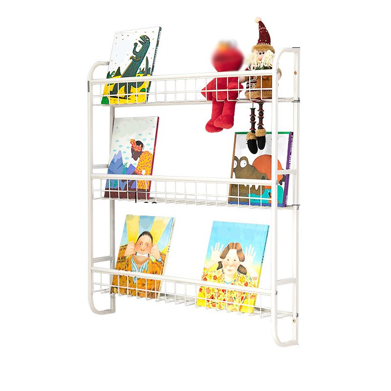 Modern Style Metal Bookshelf Wall Mounted Bookcase for Bedroom