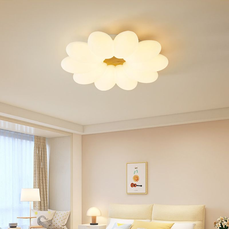 Modern LED Metal Flush Mount Geometric Shape Ceiling Light with Plastic Shade for Bedroom