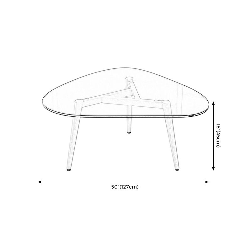 Wood and Glass 3 Legs Coffee Table Modern Triangle Clear Table