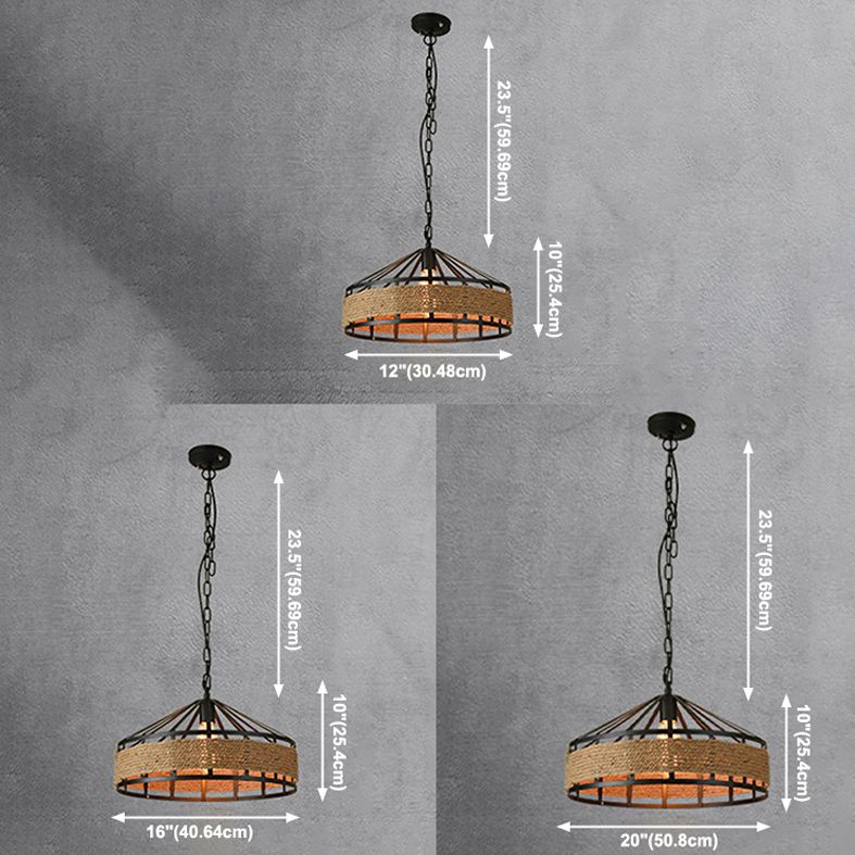 Lampada sospesa da tamburo industriale Manila Manila Rope La luce a sospensione decorativa per soggiorno