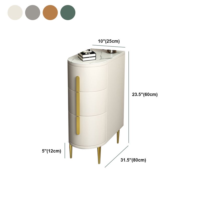 24 Inch H Glam Night Table Stone Top 3-Drawer Storage Legs Included Nightstand