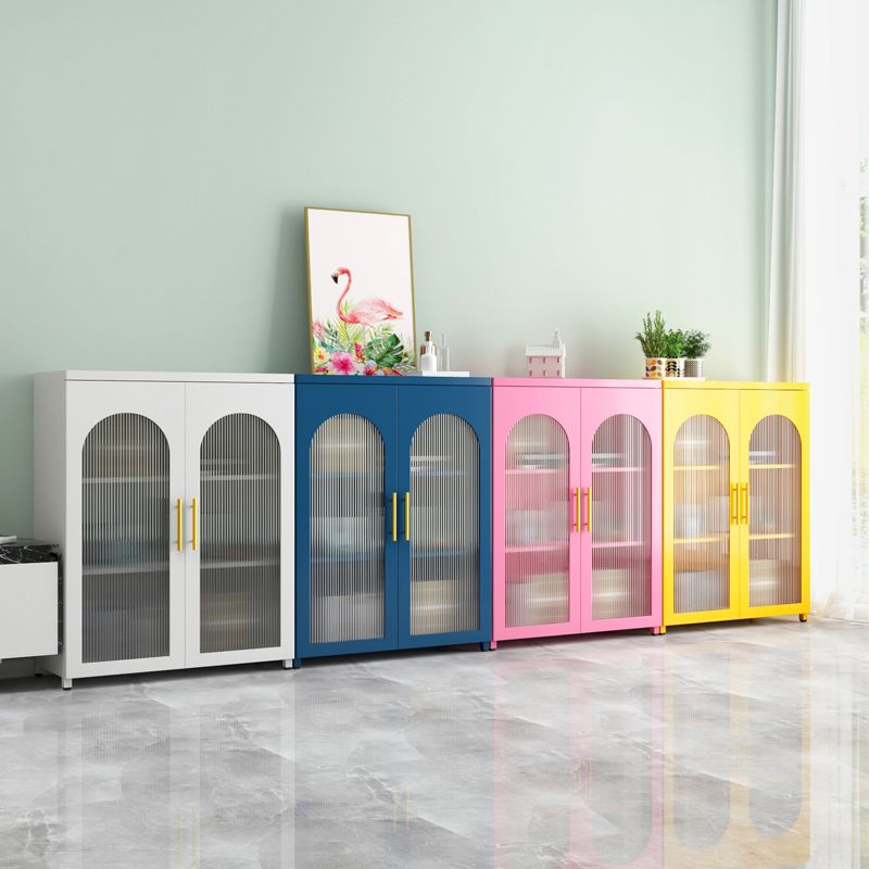 Scandinavian Metal Bookshelf Standard Closed Back Bookcase with Cabinets