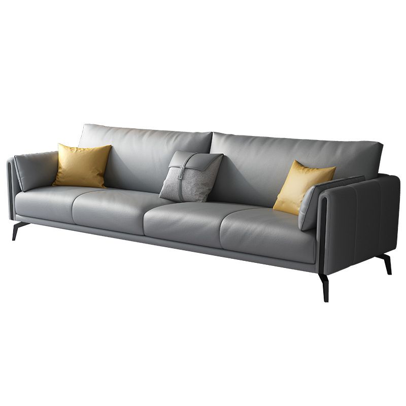Grey Stain Resistant Settee Couch Square Arm Loose Back Loveseat