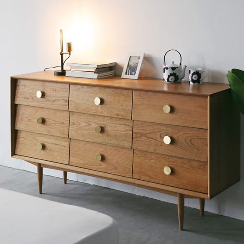 Ultra-Modern Double Dresser Horizontal Solid Wood Storage Chest Dresser for Bedroom