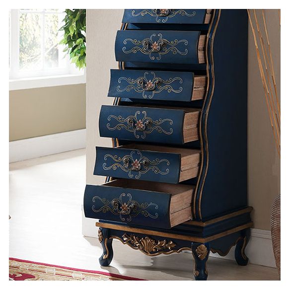 58.6" H Traditional Lingerie Chest Vertical Solid Wood Storage Chest