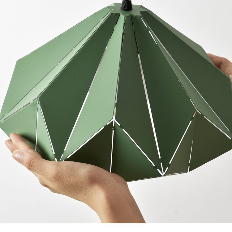 Geometric Shape Metal Hanging Lamp Nordic Macaroon Style 1-Light Pendant for Kitchen Bedroom