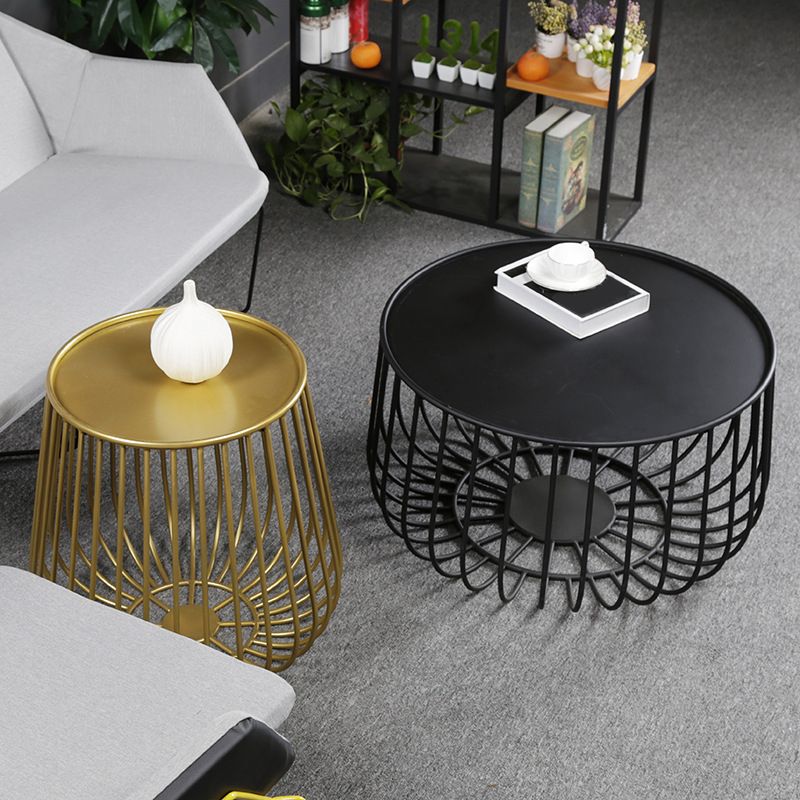 Mid-century Modern Round Iron Coffee Table, Frame Base Coffee Table