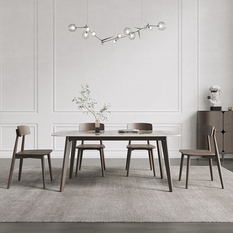 Mesa de comedor rectangular de piedra sinterizada moderna para comedor