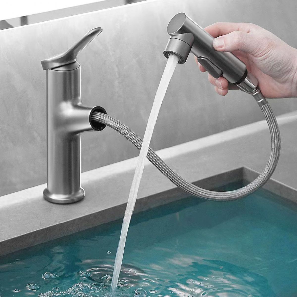 Modern Copper Sink Faucet Scratch Resistant Wide Spread Bathroom Faucet