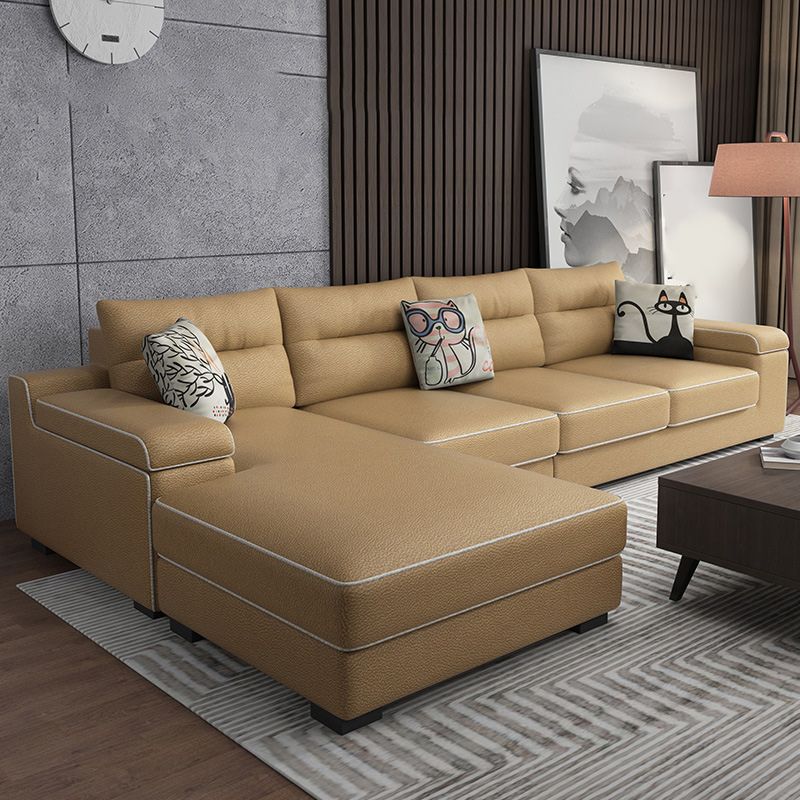 Storage Faux Leather Sectionals with Pillow Top Arm for 4 People