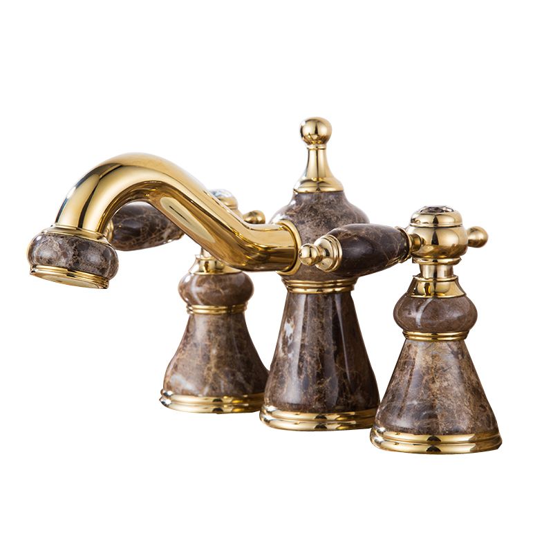 Widespread Bathroom Faucet Low Arc 3 Holes Lever Handles Faucet