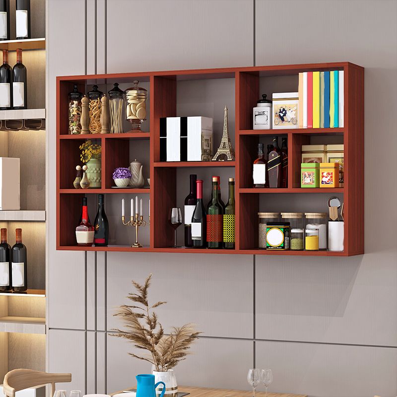 Contemporary Wooden Shelf Bookcase Wall Mounted Floating Bookcase