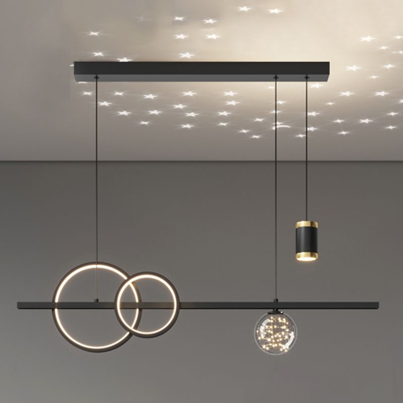 Luces de la isla de la esfera Pendientes contemporáneos de la isla de metal con sombra de vidrio