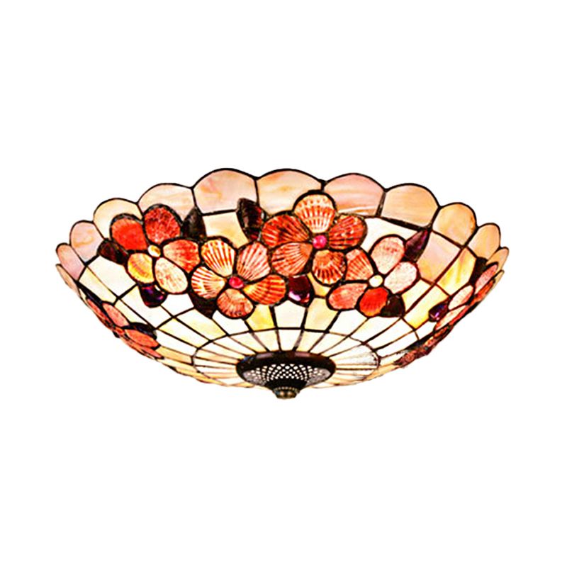 Plafonnier à motif pivoine, coquille Tiffany, 3/4 ampoules, plafonnier rose, 12"/16"/21" de diamètre