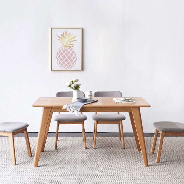 Natural Modern Rectangular Oak Tabletop Dining Table with 4 Legs