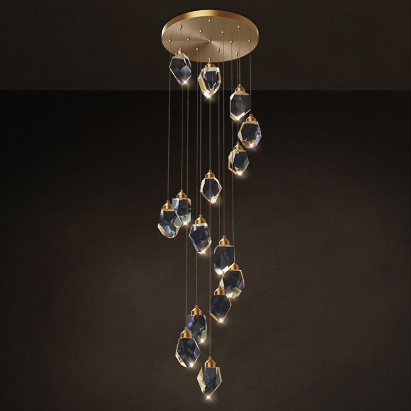 Zeitgenössische LED Hanging Deckenleuchte Kristall geometrische Deckenleuchte
