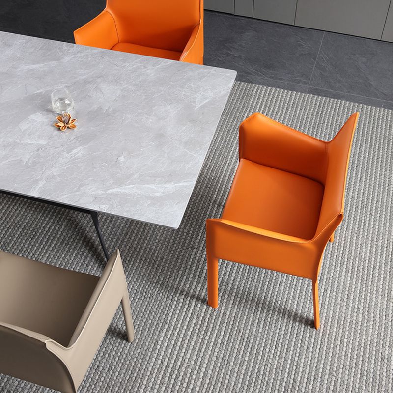 Dining Room Upholstered Arm Chair Faux Leather Parsons Chair