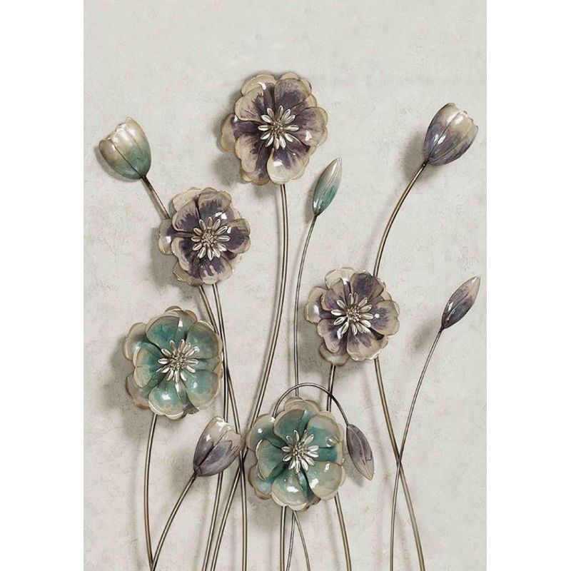 Ceramic Flower Look Mural Decal Artistry Stain Resistant Living Room Wall Decor, Personalized Size