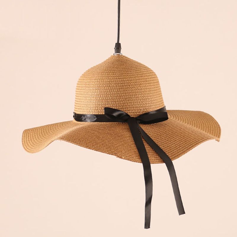 1 Light Hat Shape Pendant Lighting South-east Asia Rattan Pendant Ceiling Lights for Restaurant