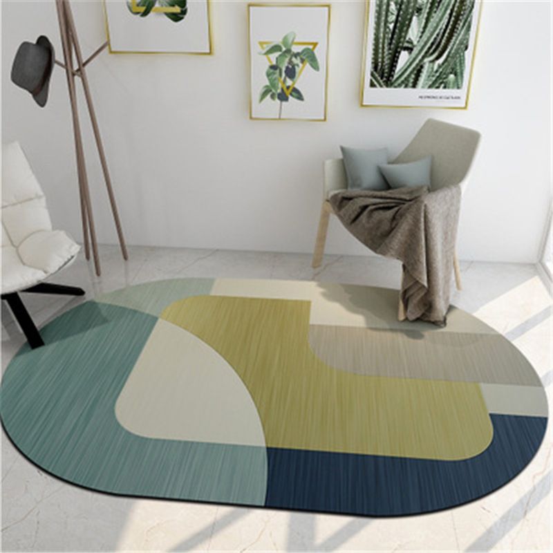 Geometric Shaped Color Block Rug Multi-Color Nordic Carpet Polypropylene Stain Resistant Pet Friendly Non-Slip Rug for Study Room