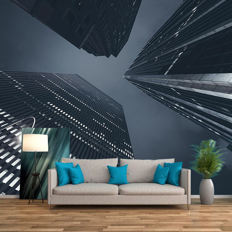 City Photography Horizontal Wall Mural Decal Moisture Resistant for Meeting Room