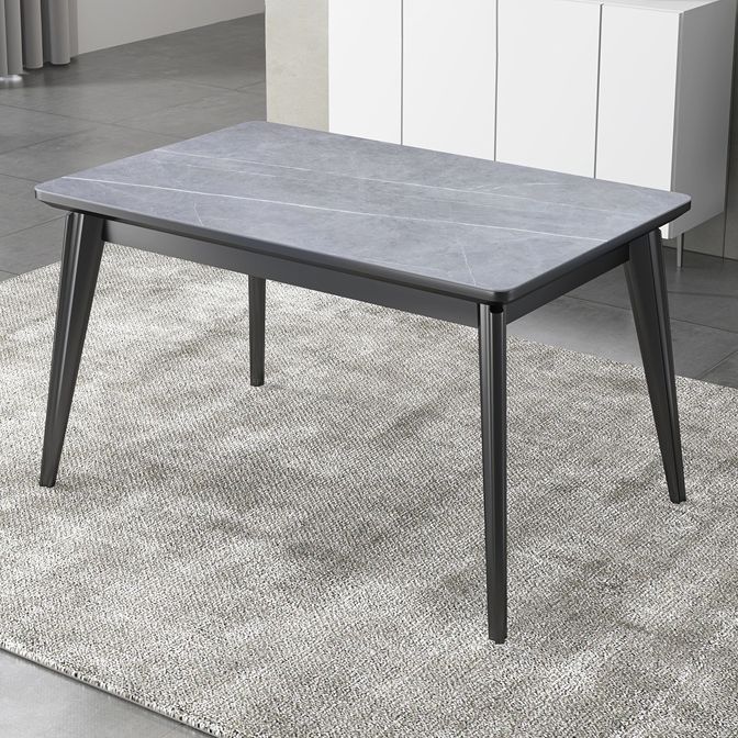 Rechteck Grauston -Esstisch gesinterte Steintisch modern mit 4 Beinen Sockel