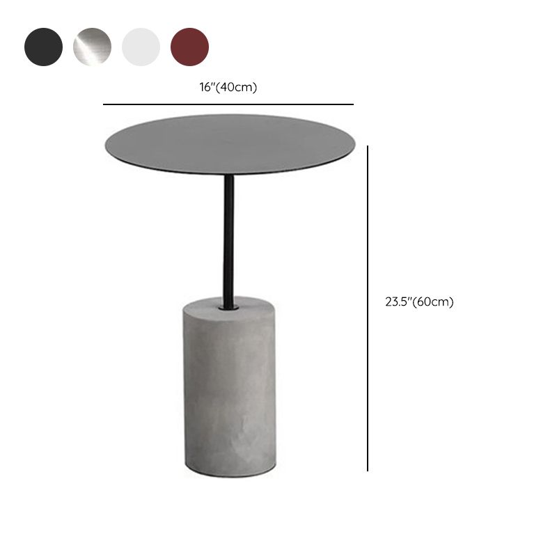 Modern Metal Round Top Side Table Concrete Pedestal End Table