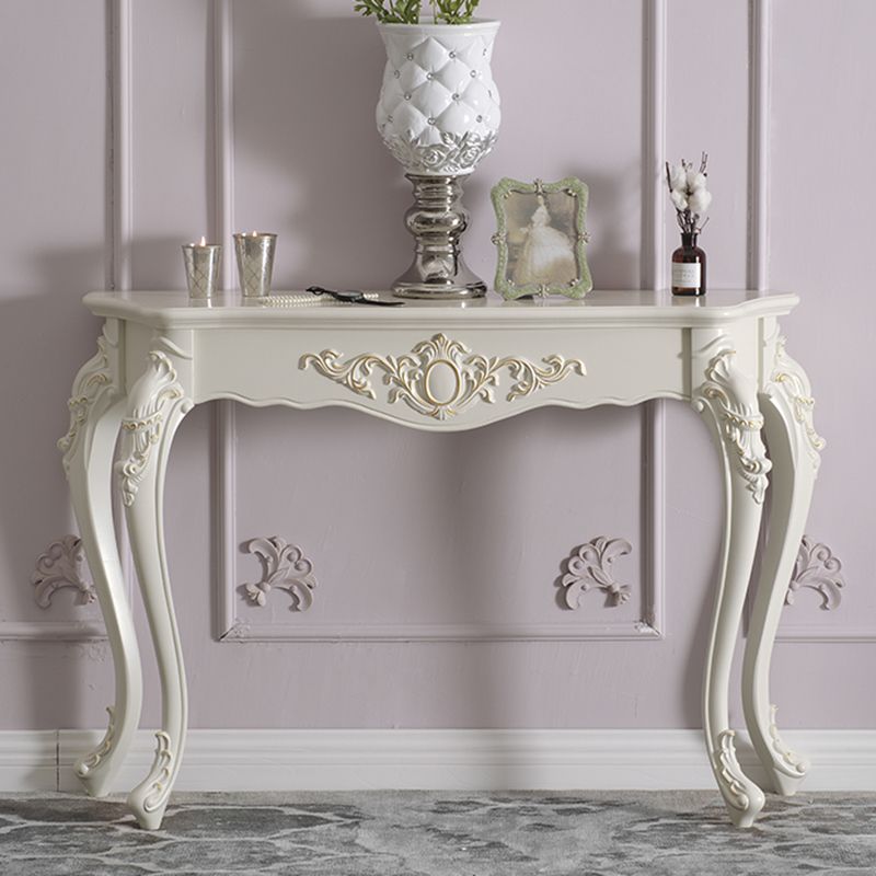 Free Form Shape Contemporary Console Table Wood Console Sofa Table in White