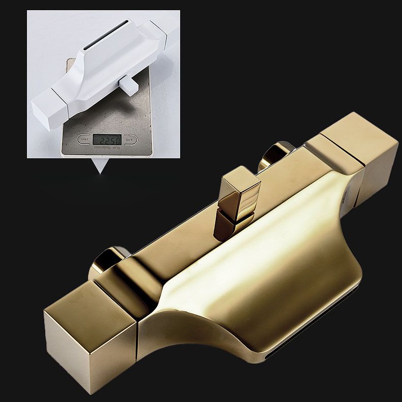 Contemporary Wall Mounted Metal Tub Filler Double Handles Waterfall Tub Faucet Trim