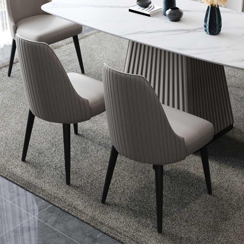 Nordic Metal Side Chair Parsons Armless Chair with Black Legs