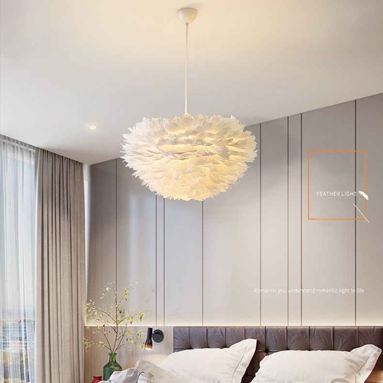 Lampada a sospensione piuma in stile moderno nordico a forma di piuma piuma lampada lampadario appeso per camera da letto