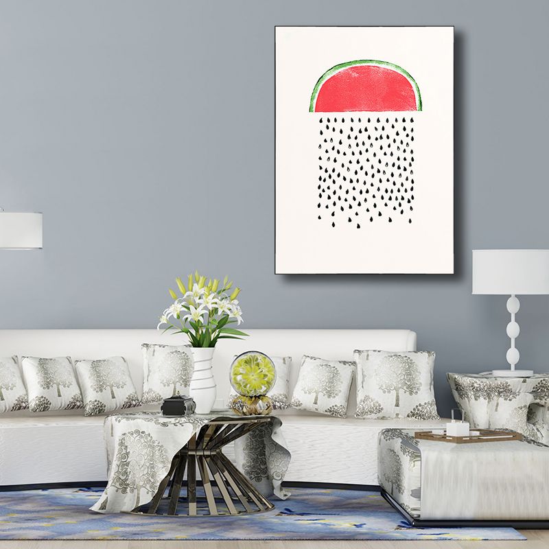 Pink Watermelon Pattern Canvas Textured Wall Art Print for Bedroom, Multiple Sizes