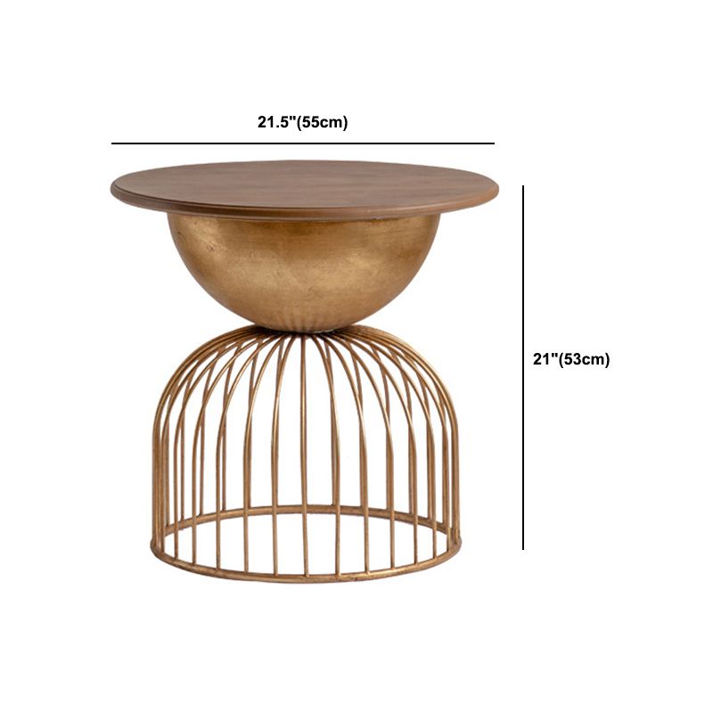 Antique Brass/Black End Table French Country Round Wood Side Table