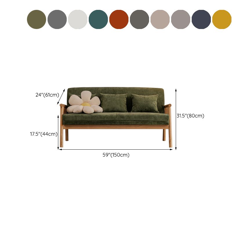 3-Seater Solid Wood Sofa Scandinavian Single Cushion Seat with Pillows
