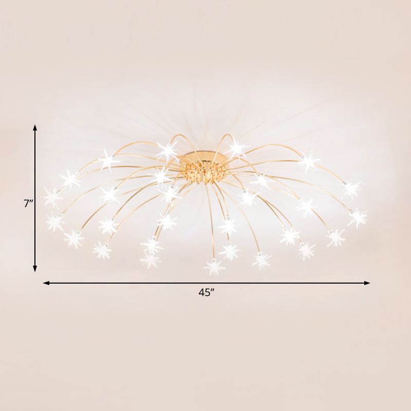 Lámpara de techo semi empotrada LED cromada/dorada contemporánea de montaje semiempotrado de metal en forma de fuegos artificiales 12/15/21 luces