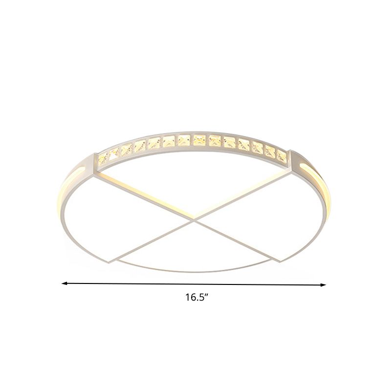 16.5"/20.5" W LED Flush Mount Lamp Simple Round Acrylic Flush Ceiling Light Fixture in White for Bedroom, Warm/White Light