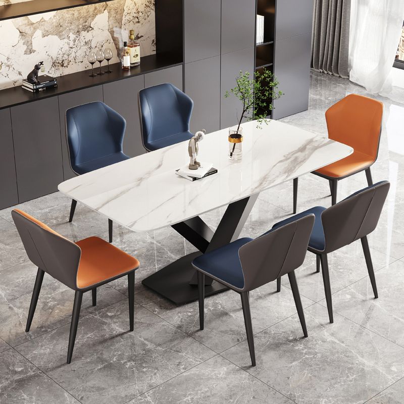 Industrial Dining Room Table Stone Rectangle Dinette Table for Dining Room