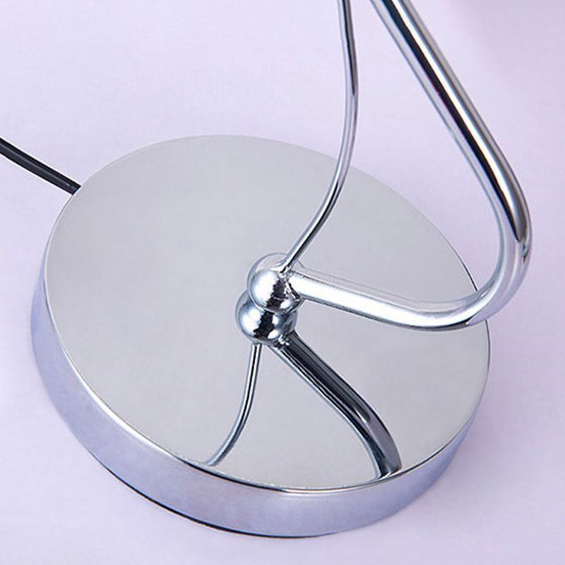 Chrome Gooseneck Table Lamp Minimalist 1-Light Metal Nightstand Light with Ball White Glass Shade