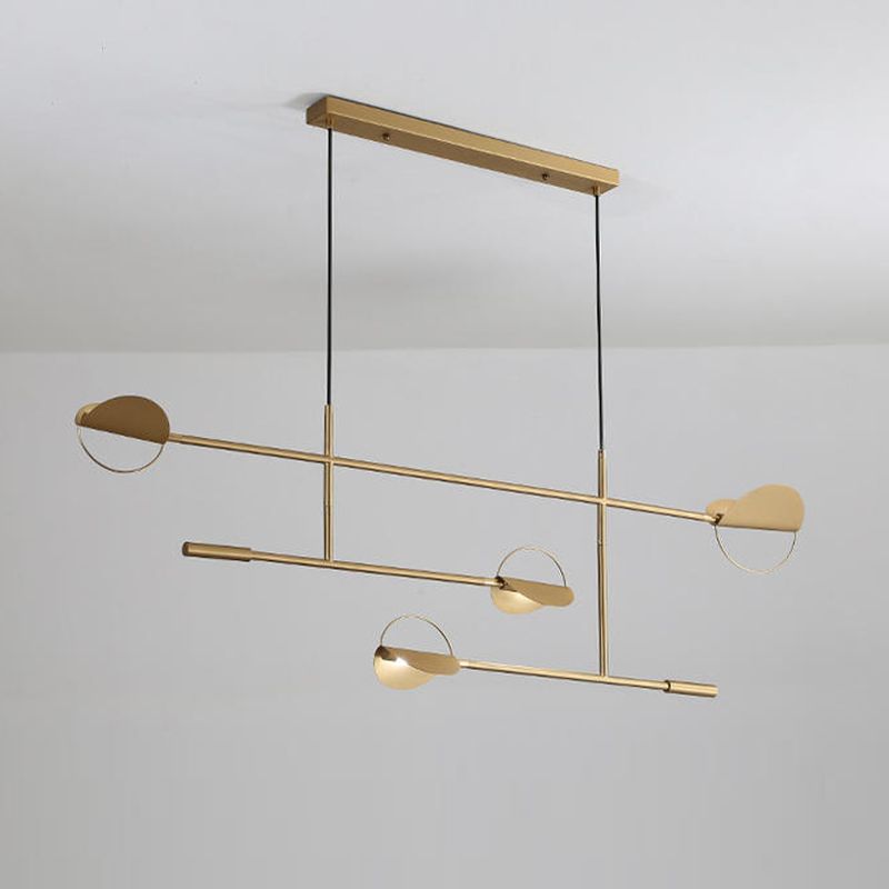 4-Light Golden/Black Island Lighting Modern Unique LED Ceiling Light for Dining Room