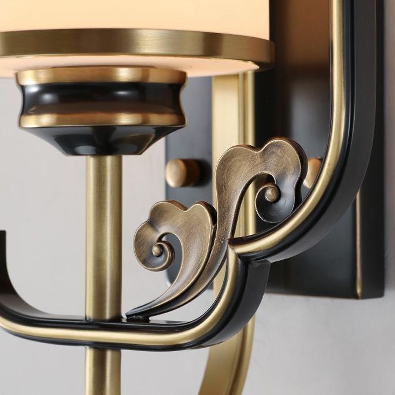 Modern Simple Wall Light Cylinder Shape Wall Lamp with Glass Shade for Living Room