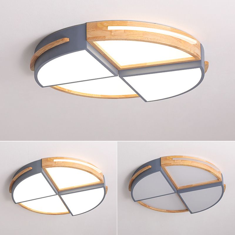 Round Color-Block Flush Ceiling Light Fixture Macaron Acrylic Bedroom LED Flush Mount
