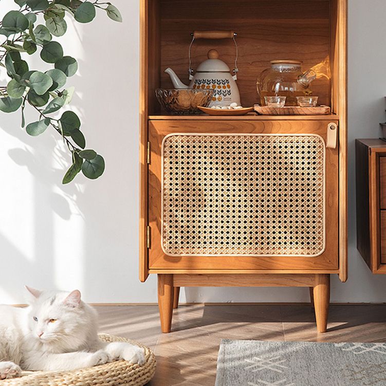 Stain Resistant Storage Cabinet Solid Wood Cabinet with Shelves