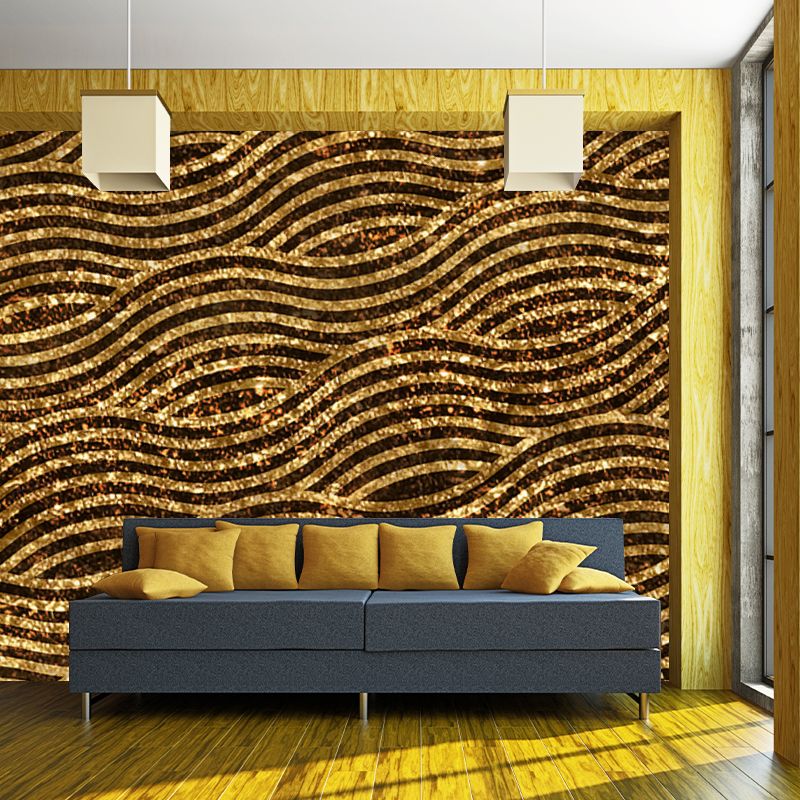 Illustration Waves Foil Mural Wallpaper Large Size Wall Covering for Home, Custom Print