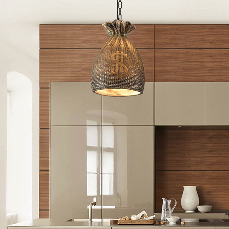 Geldbeutel Esszimmer Hanges Licht Kit Vintage Style Harz 1 Leicht Gold Anhänger Beleuchtung