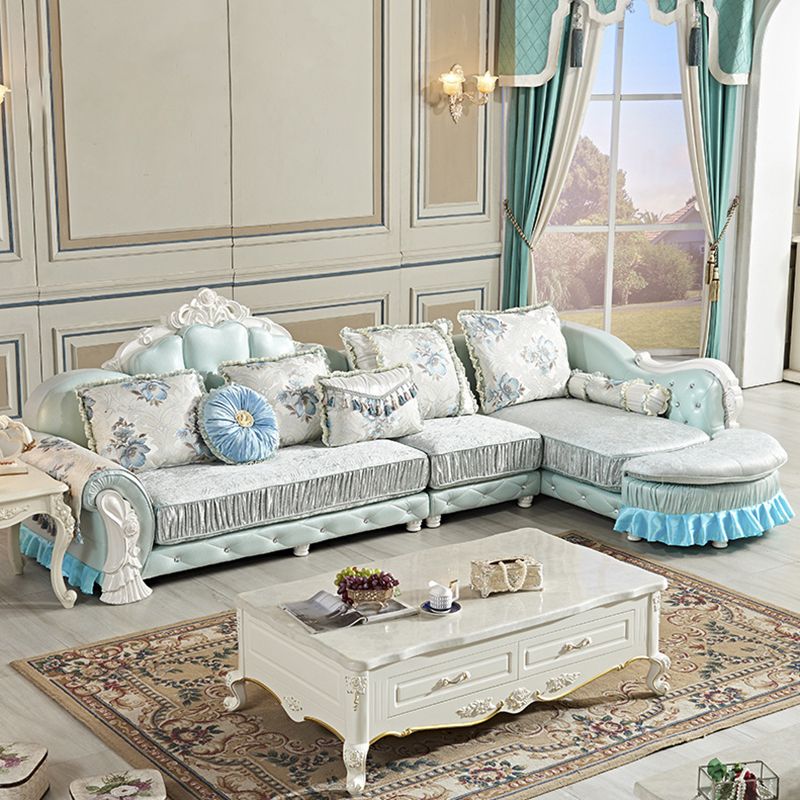 3/4-Seater Velvet Sectional Sofa L-Shape Flared Arm Sofa Sectional